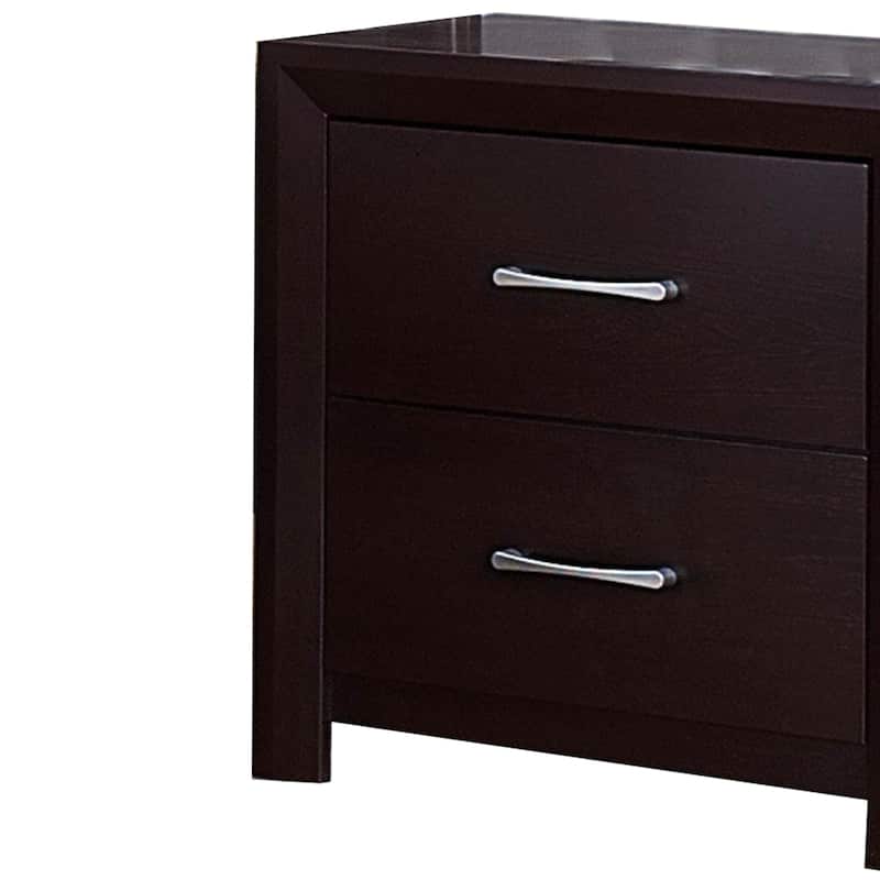 Espresso Brown 2 Drawer 16.25 in. W Nightstand with Sturdy Hardware and Ample Storage
