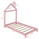 preview thumbnail 9 of 7, Pink Twin Size Wood Platform Bed with House-shaped Headboard