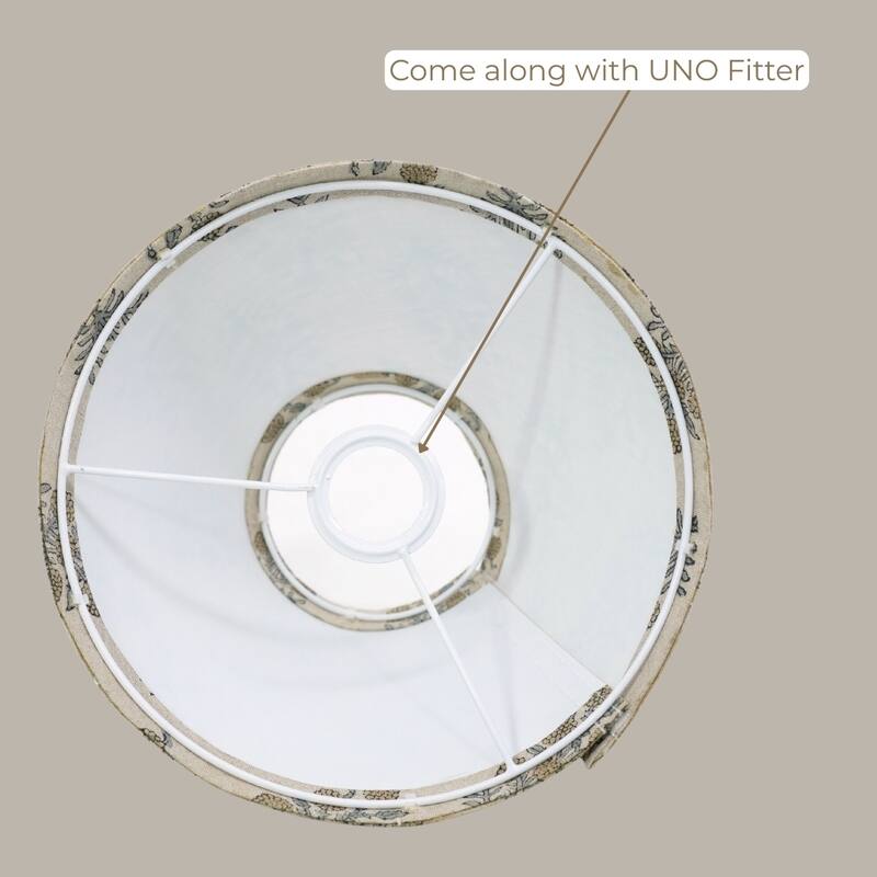 Fabdivine Hjara Handmade Linen Blend Boho Block Print Lampshade -Traditional Artisan Table Lamp for Bedroom Accent