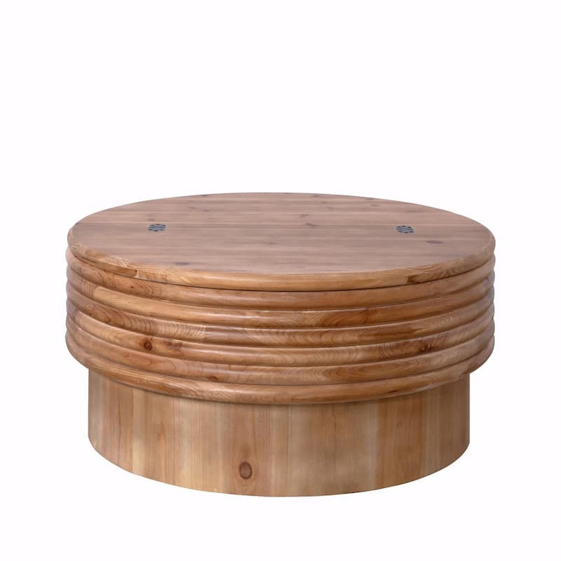 ​Rustic Wood Coffee Table - 30" Round with Lift Lid