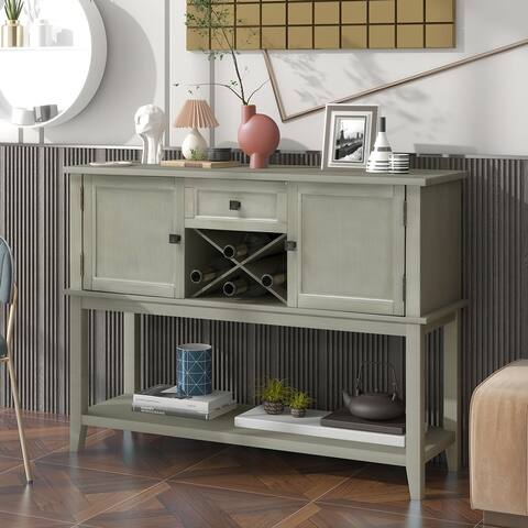 Gewnee Console Table with Wine Rack Storage Sideboard - N/A