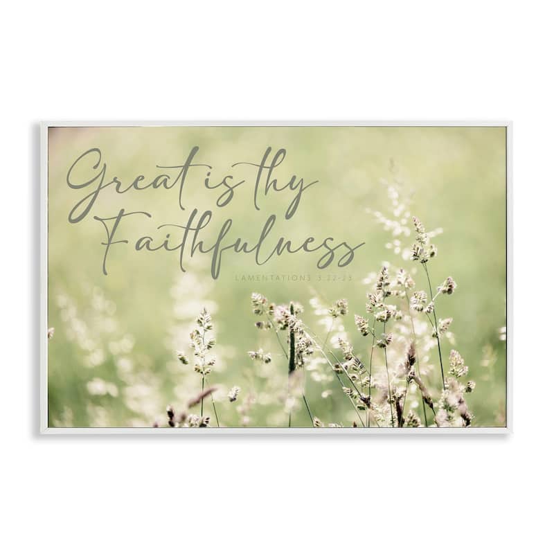 Stupell Spiritual Faithfulness with Florals Framed Giclee Art Design By Erin Marie - 24 x 16 - White