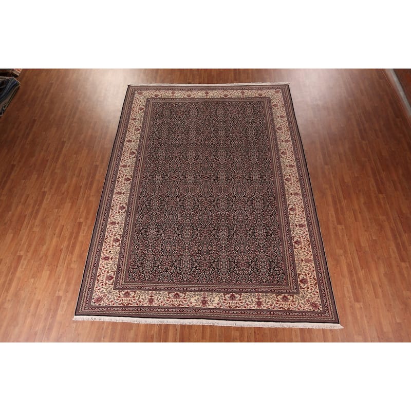 Black Anatolian Turkish Large Vintage Rug Hand-Knotted Wool Carpet - 10'0" X 13'7"
