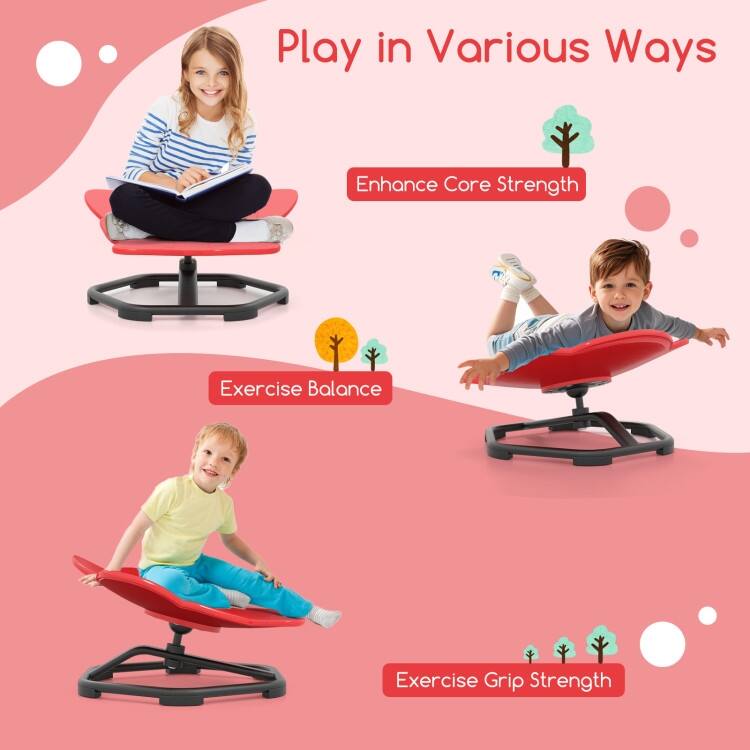 PP Spinning Sensory Swivel Chair with Metal Base and Elephant Design for Kids - 21" L x 19.5" W x 10" H