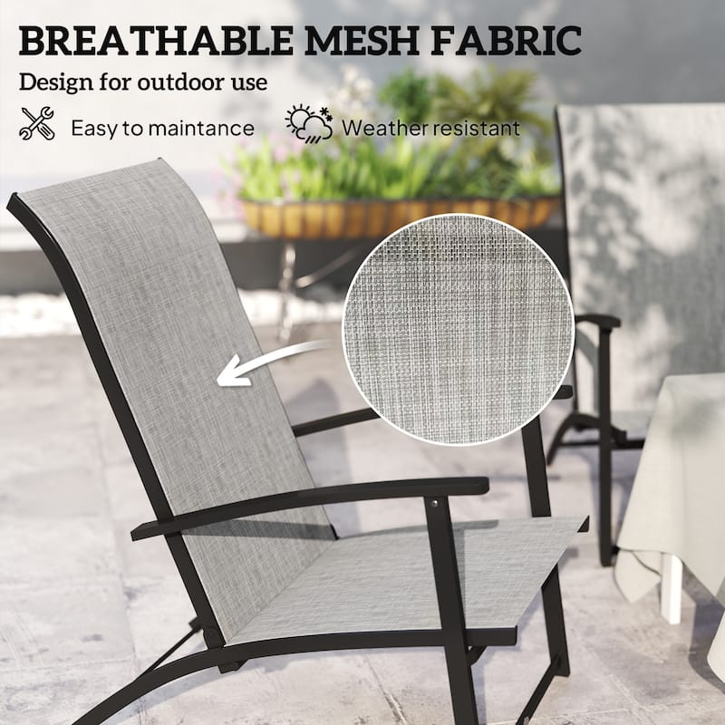 Metal Mesh Folding Patio Chairs Set of 2 with Armrests - 23.6" W x 31.9" D x 33.9" H