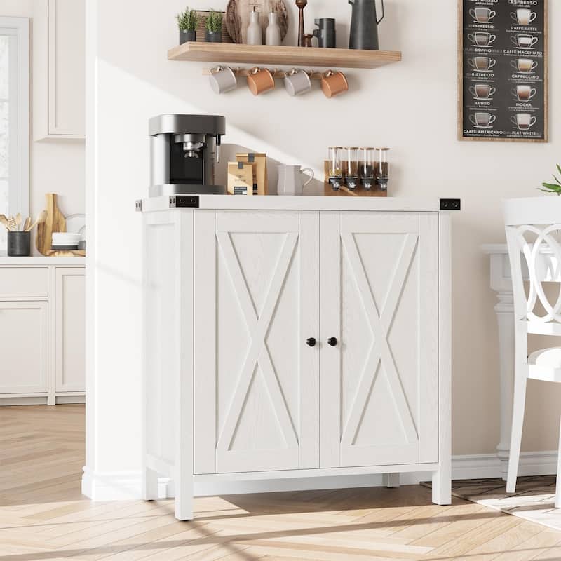 Storage Cabinet 15.7" d x 30" w x 31.5" h, Sideboard Buffet Cabinet with 2 Doors and Adjustable Shelves