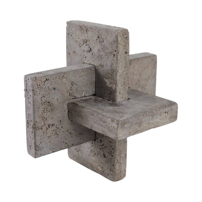 Stone Metal Decorative Object Interlocking Block Geometric Sculpture