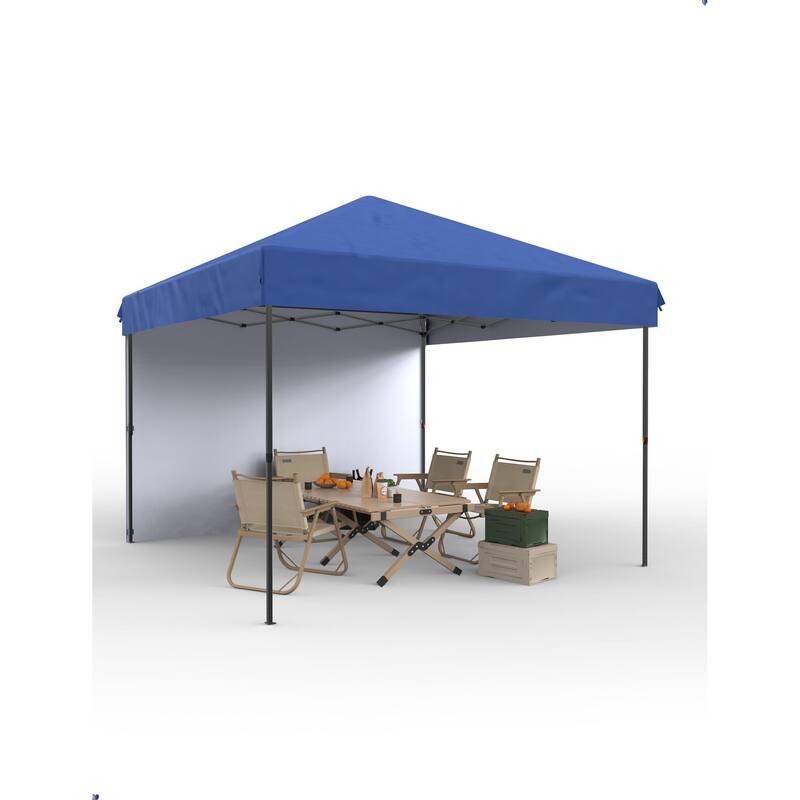 10x10 Feet Instant Pop-Up Canopy Tent, 1 Removable Sidewalls - 10*10Ft - Blue