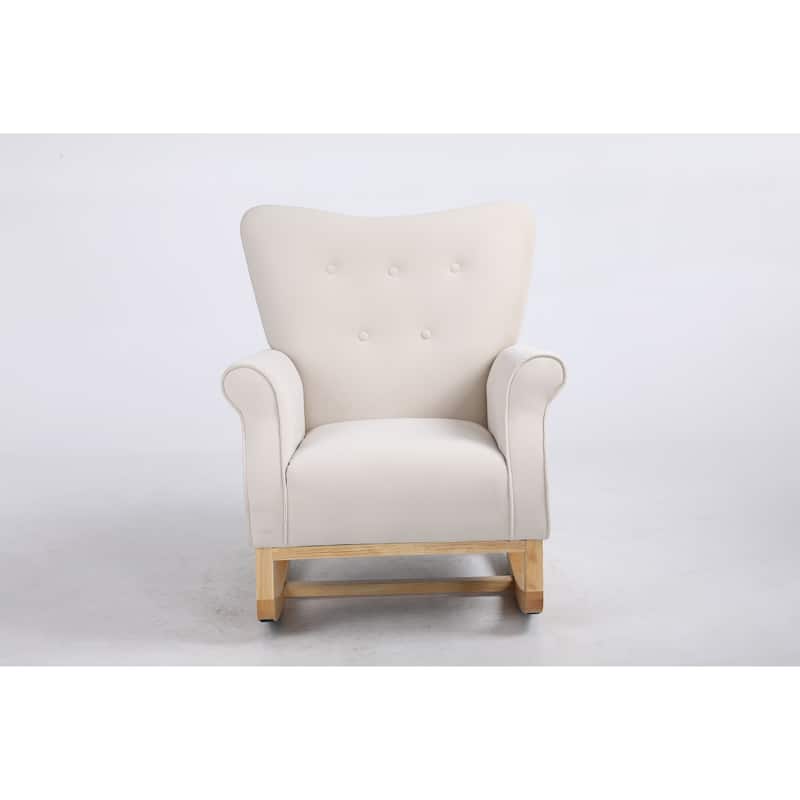 Baby Room High Back Rocking Chair Nursery Chair , Comfortable Rocker Fabric Padded Seat ,Modern High Back Armchair