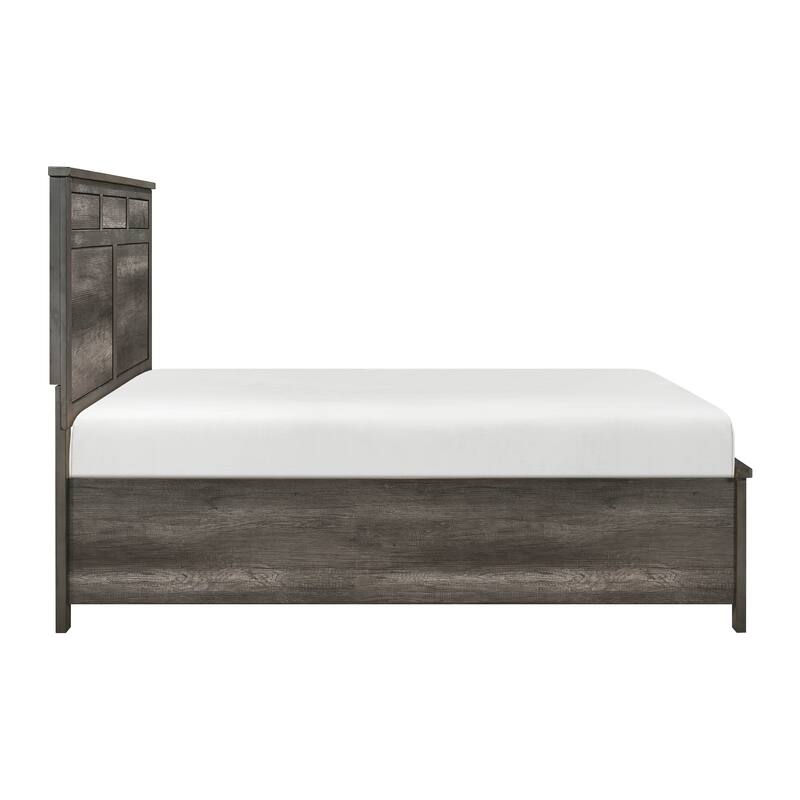 Queen Size Wood Platform Bed with Storage Footboard - Traditional Design