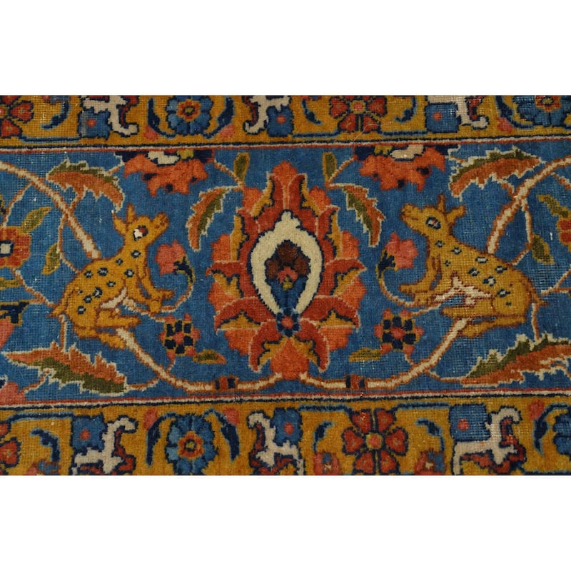 Hand Knotted Oriental 100% Wool Carpet Traditional All-Over Beige & Ivories Tabriz Area Rug - 12' 11'' X 10' 3''