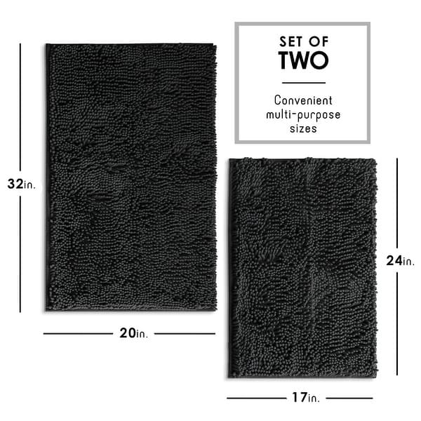 dimension image slide 24 of 34, Hearth & Harbor Non-Slip Super Plush Chenille Bathroom Rugs