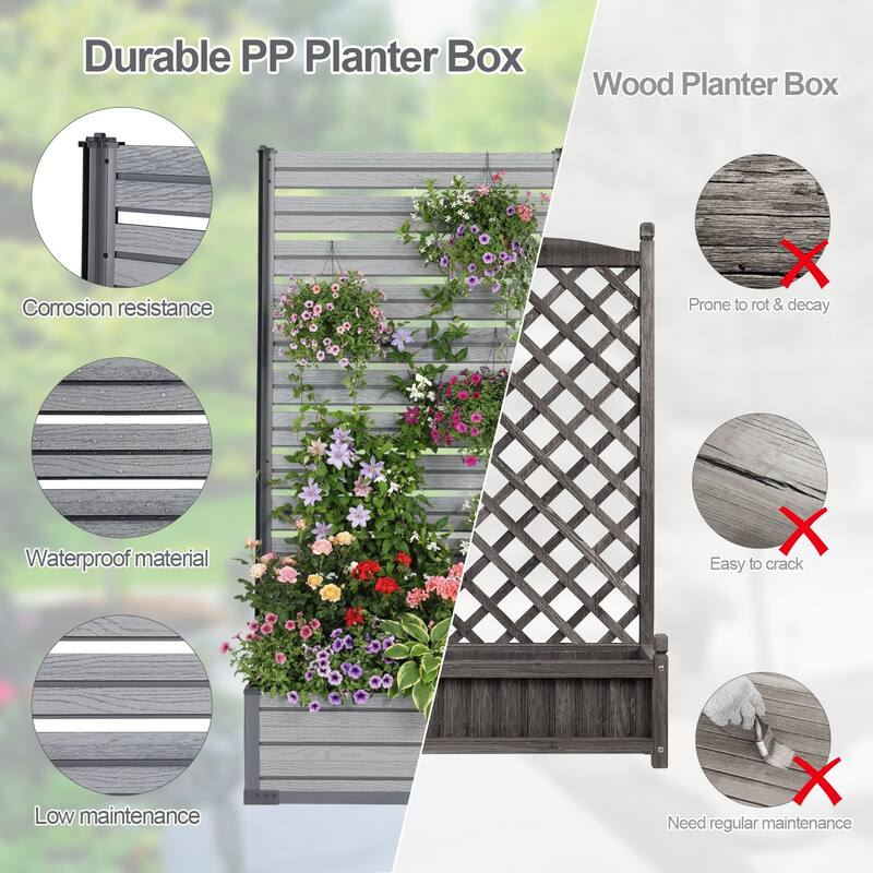 Aoodor Patio Privacy Screen with Planter Box