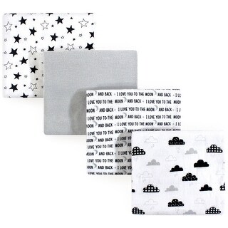 Hudson Baby Infant Cotton Polyester Flannel Receiving Blankets, Moon And Back, One Size - Moon And Back - One Size