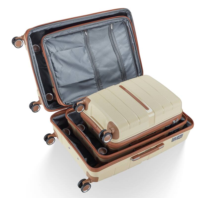Luggage 4 Piece Sets, Expandable Carry On Luggage Set Hardshell PP, Suitcase Set with Wheels and Adjustable 3-level Handle