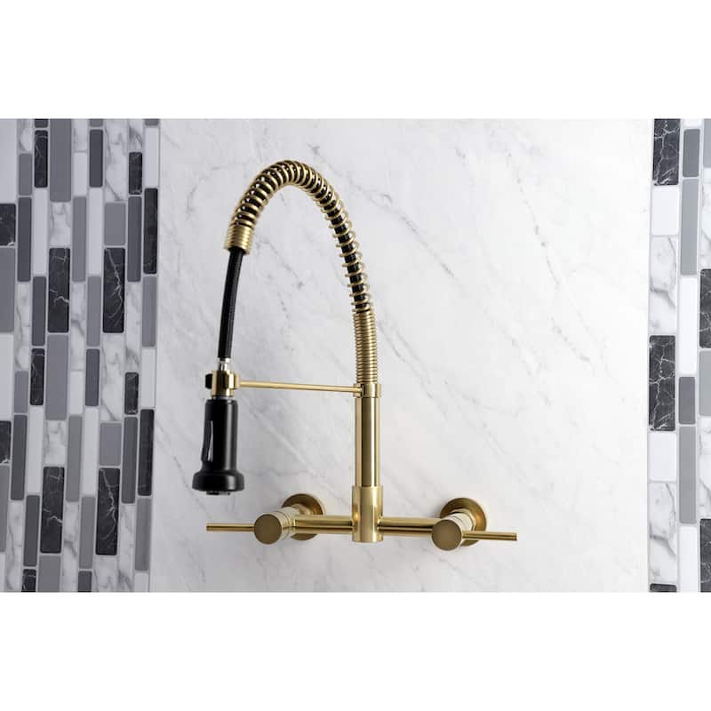 Kingston Brass Concord Two-Handle Wall Mount Pull-Down Kitchen Faucet