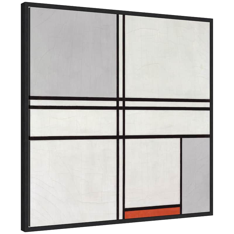 Kate and Laurel Sylvie Piet Mondrian Composition No 1 Gray Red 1935 Framed Canvas by The Art Institute of Chicago - 30x30 - Black