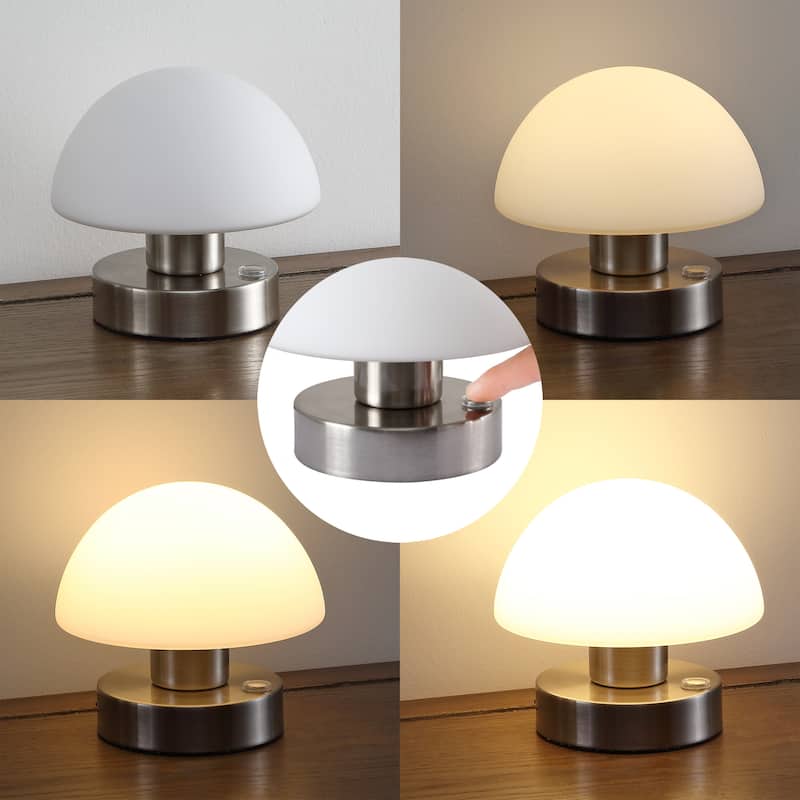 Nolan 5.75" Bohemian Farmhouse Iron Wireless Rechargeable Integrated LED Table Lamp, Oil Rubbed Bronze/White by JONATHAN Y