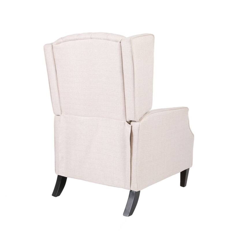 Modern Fabric Recliner with Wingback Design and Tufted Upholstery by Christopher Knight Home