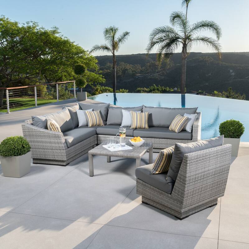 Cannes 6 Piece Sunbrella Outdoor Patio Sectional & Table