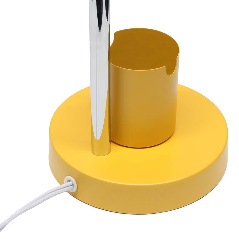 Adjustable Metal Desk Lamp with Organizer Base and Chrome Gooseneck Arm Modern Task Lighting Multiple Colors