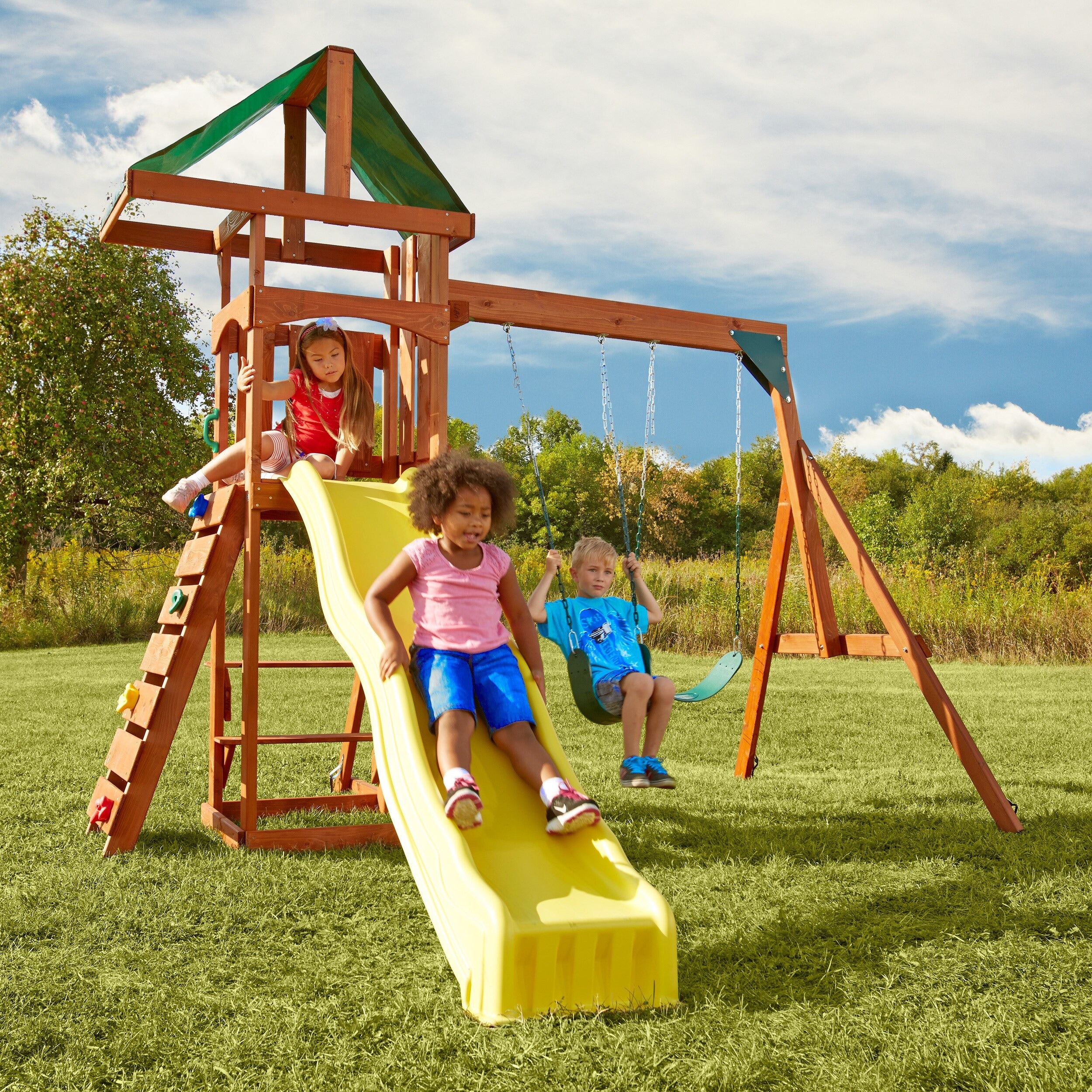 Plastic store swing sets