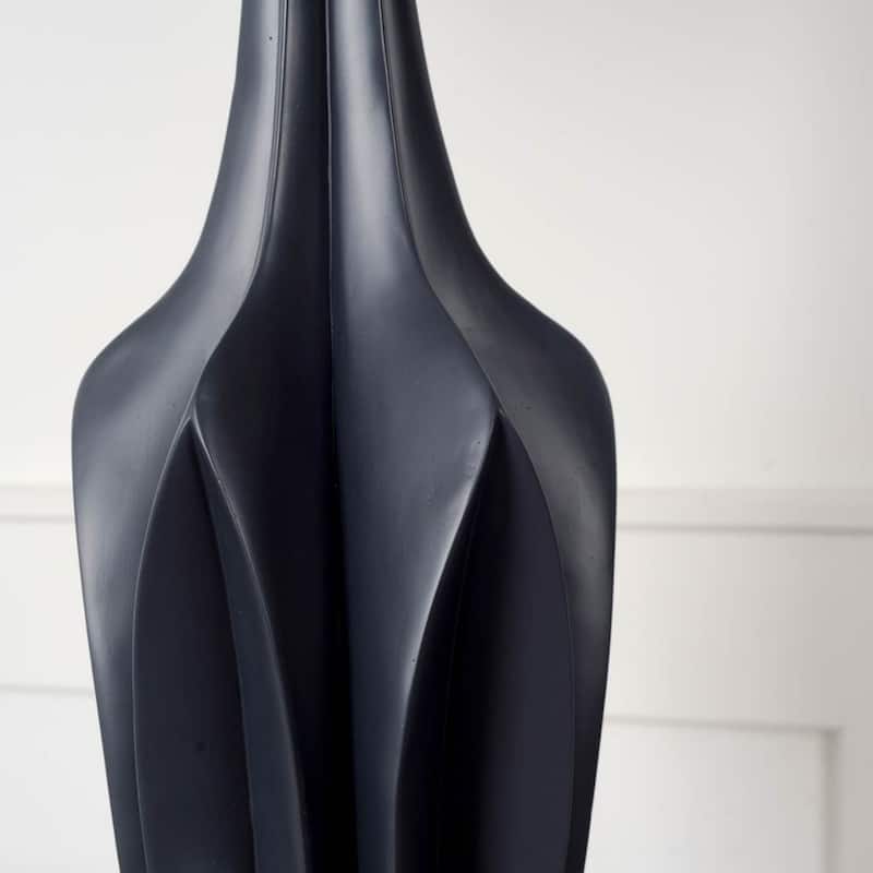 Slate Blue Resin Table Lamp Base with Gold Finish Cylinder Shade Rotary Switch - 7” x 7” x 29” (D x W x H)