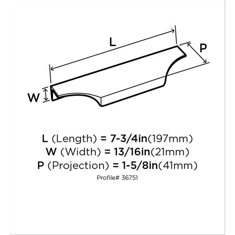 Extent 4-9/16 in (116 mm) Center-to-Center Satin Nickel Cabinet Edge Pull - 4.5625