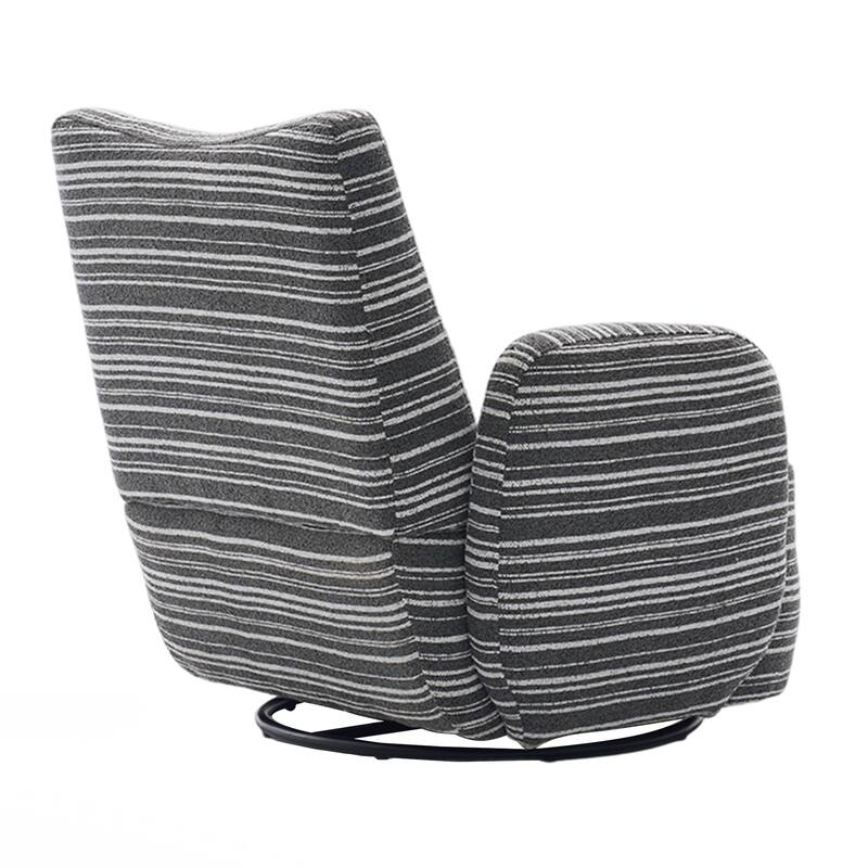 Modern Style 360° Swivel Leisure Chair Fabric Striped Armrest Swivel Chair and metal bracket, suitable for living room, balcony