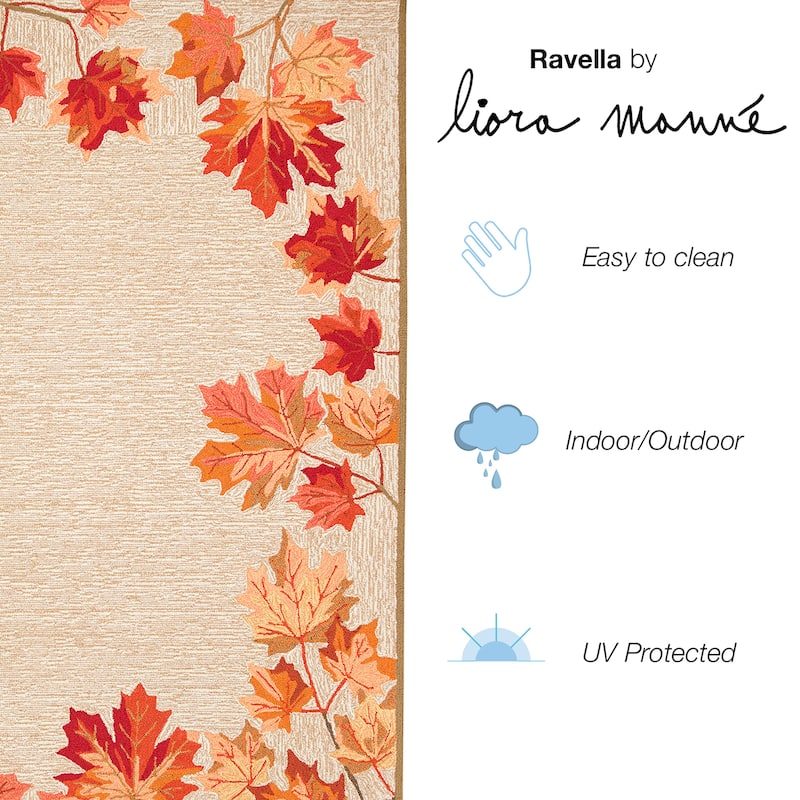 Liora Manne Ravella Falling Leaves Border Indoor/Outdoor Rug
