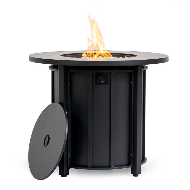 GDFStudio - Modern Outdoor 30" Propane Gas Fire Pit Table with Mosaic Ceramic Top & Removable Anti-Rust Lid, Cover Included