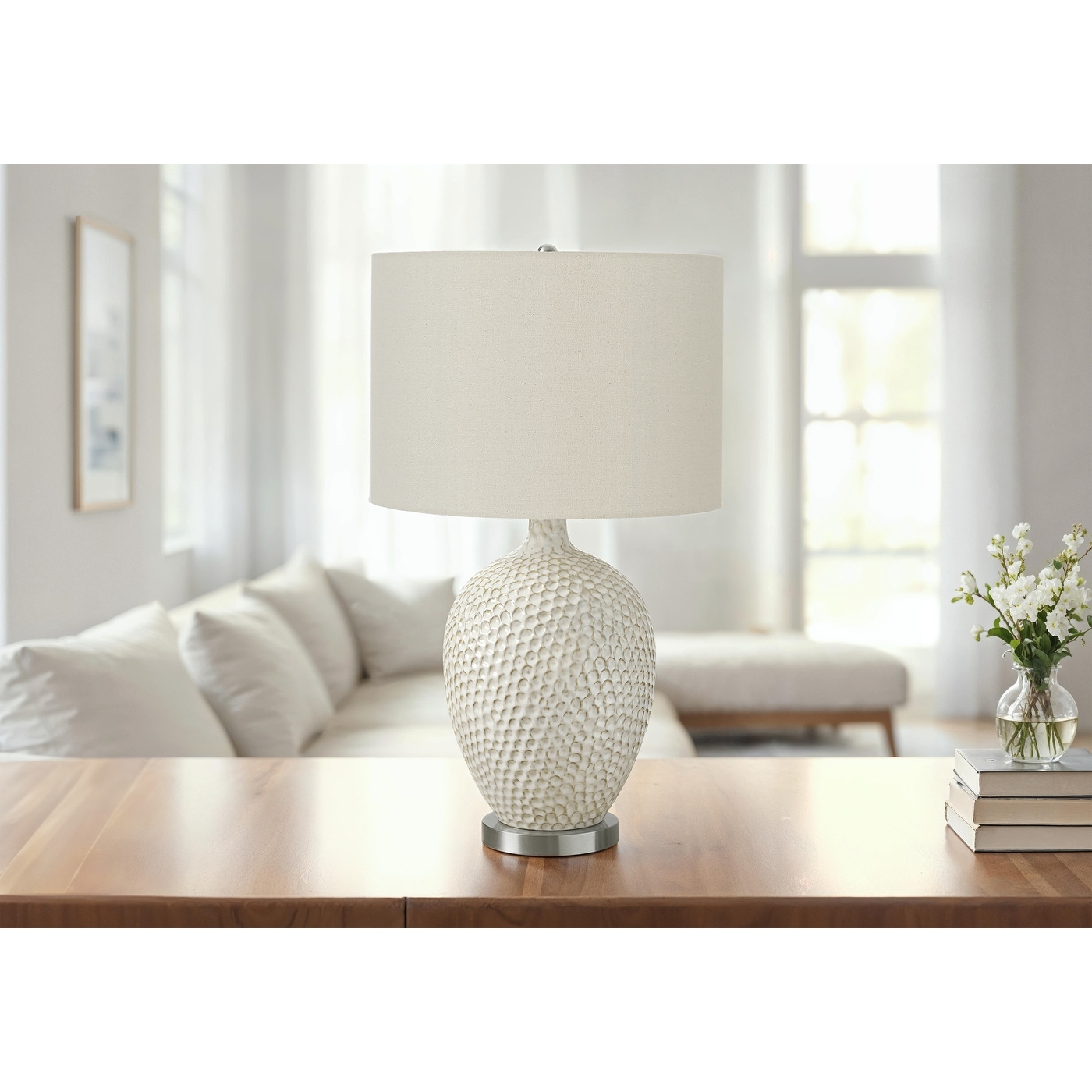 Lighting, 28"h, Table Lamp, Cream Ceramic, Ivory / Cream Shade, Contemporary
