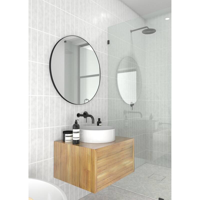 Glass Warehouse Round 28" Stainless Steel Framed Mirror