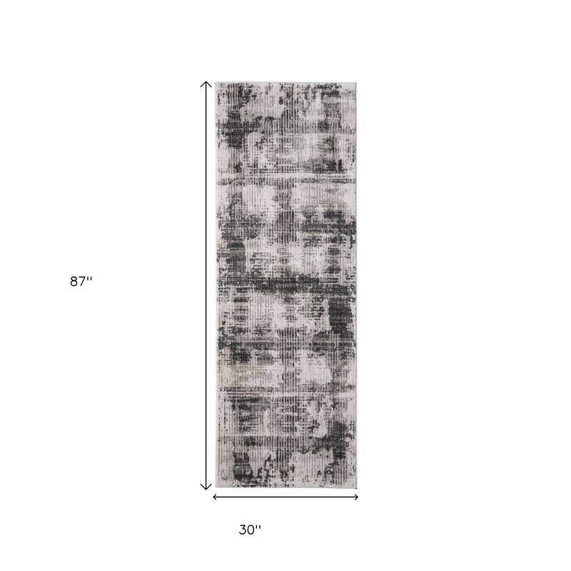 HomeRoots Abstract Industrial Runner Area Rug - 87.00 in. x 30.00 in. x 0.47 in.
