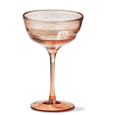 Bubble Glass Coupe Wine Glasses - Blush Drinkware, 7oz Capacity, Hand Wash Only, 6.5" H x 4.5" L x 4.5" W, Set of 2