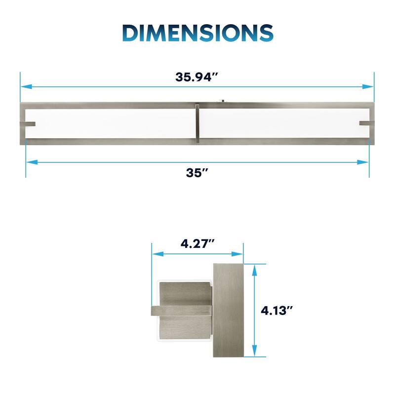 Luxrite 36" LED Vanity Light Brushed Nickel Bathroom Light Fixture 3CCT 30W 2100 Lumens Dimmable Damp Rated ETL Listed