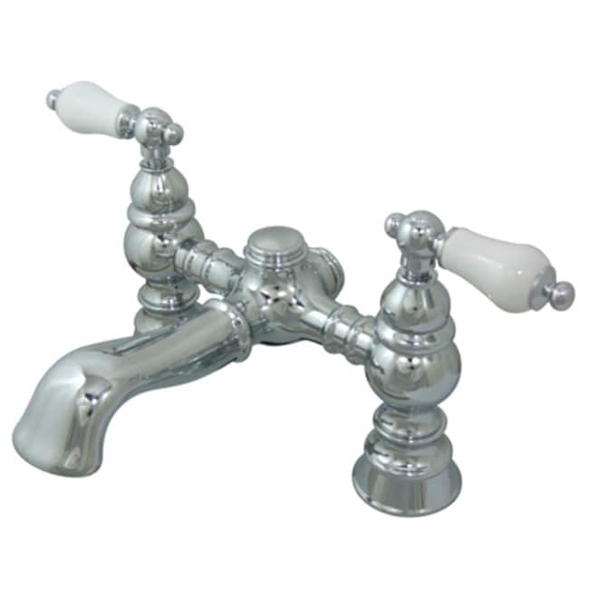 Kingston Brass Vintage Deck Mounted Clawfoot Tub Filler with Porcelain - Polished Chrome