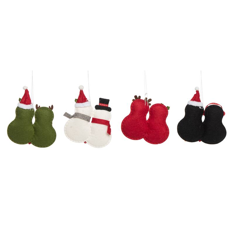 Transpac Felt Holiday Heart Ornament Set of 4 Christmas Home Decorations