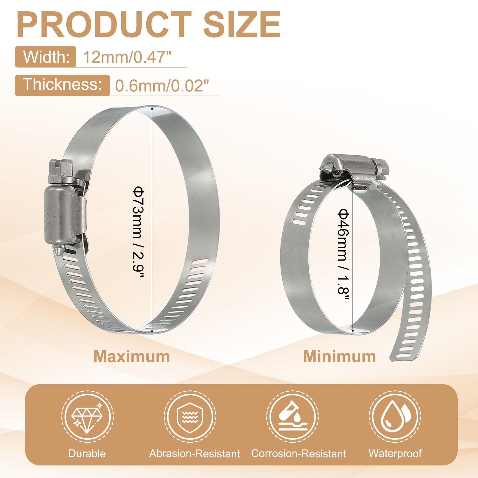 Hose Clamps, Stainless Steel Adjustable Worm Gear Hose Clamp for Plumbing Automotive Hose Fuel Line Pipe Clamps - Silver