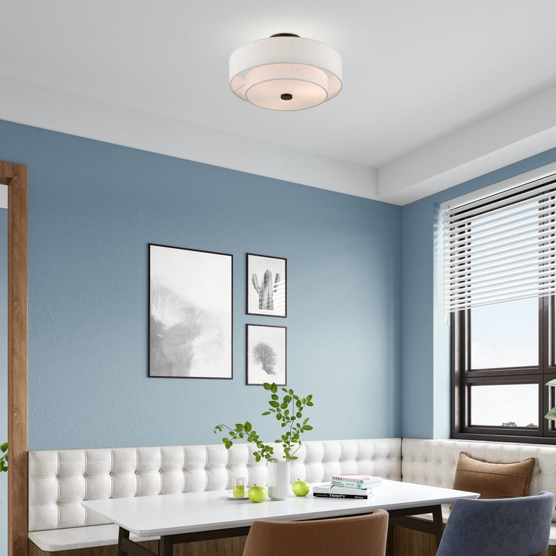 Livex Lighting 3-light Fabric Shade Flush Mount, 51084-92, 51084-91