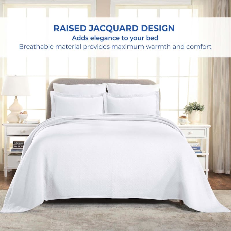 Superior Basketweave Cotton Decorative Bedspread Set