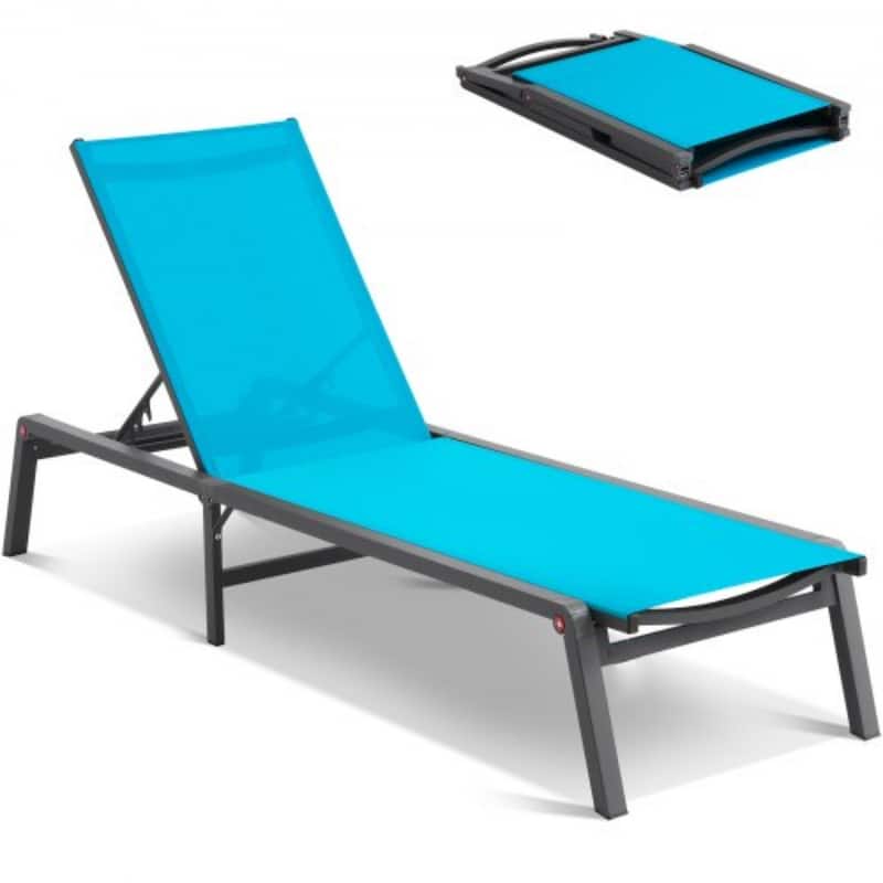 5-Position Adjustable and Foldable Chaise Lounge Chair with Aluminum Frame Perfect for Outdoor Use - 71.65" x 23.43" x 34.84"