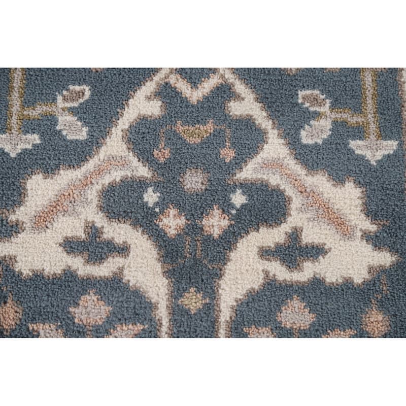 Blue Oushak Oriental Runner Rug Handmade Wool Carpet - 2'6"x 11'10"