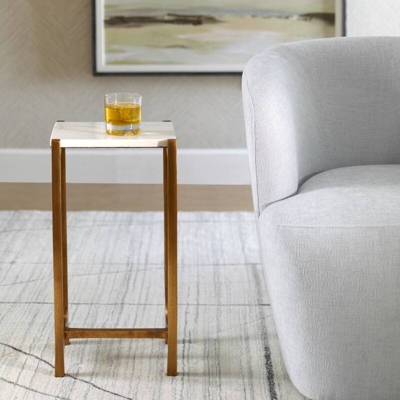 Marble Top Accent End Table - 22" - White