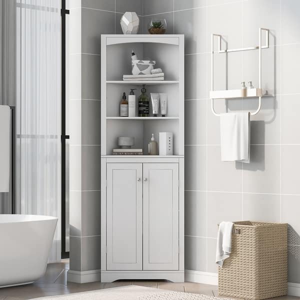Bathroom Storage Corner with Adjustable Shelves Bed Bath