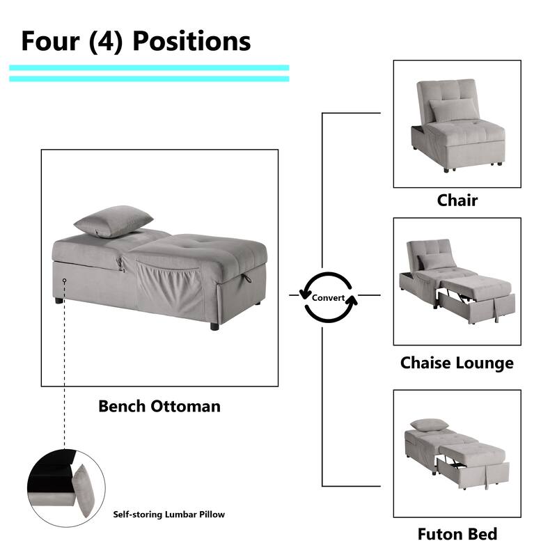 Daria 4-in-1 Convertible Futon Lounge Chair