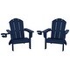 preview thumbnail 46 of 73, Laguna Kids Outdoor Poly Adirondack Chair with Cup Holder (Set of 2) Navy Blue