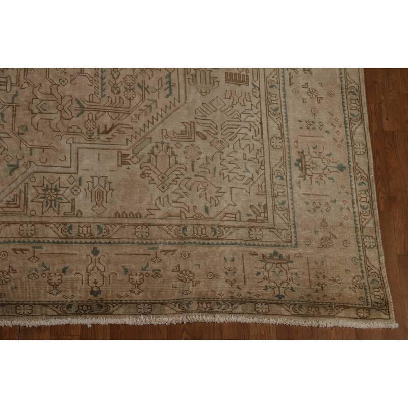 Tabriz Persian Vintage Rug Bedroom Hand-Knotted Wool Carpet - 9'6" x 12'9"