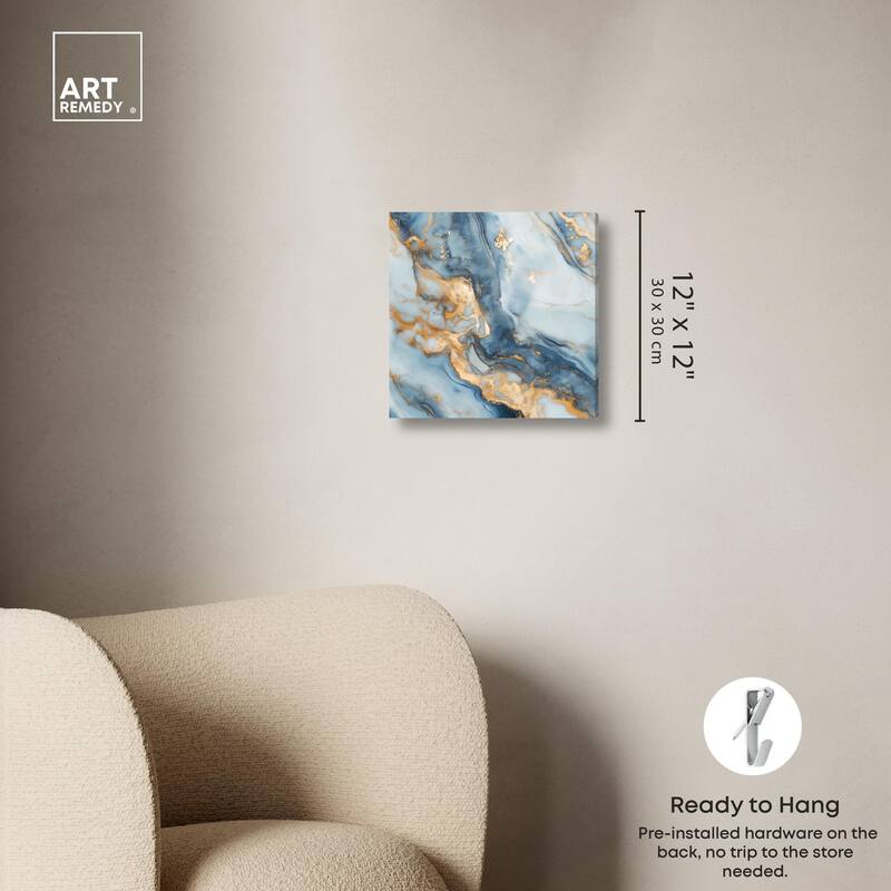 Golden Cloud Marble Canvas by Art Remedy, Gallery Wrapped