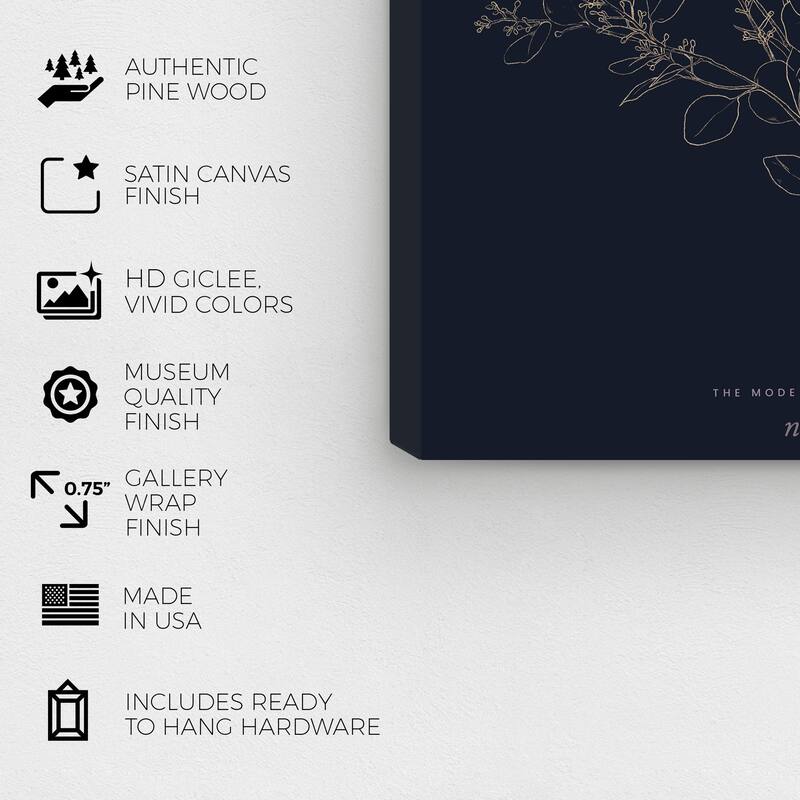 Wynwood Studio Canvas Floral and Botanical Art Boheme Black and Eggshell Modern & Contemporary Wall Art Canvas Print